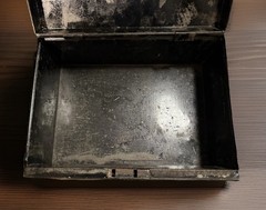 Antique Metal Cash Box Safe Rusty Black, Red, & Brown No Key 10.25×7.5×4.66