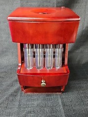 MAGNIF Deluxe Coin Sorter Wood CLASSIC CHERRY Box Lid Tubes Missing 1 Drawer
