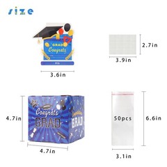 Graduation Cash Gift Box Money Holder Surprise Pull Out 50 Bags DIY Blue