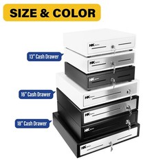13″ Heavy Duty Compact Black Manual Push-Open Cash Drawer with 4Bill/5Coin Till