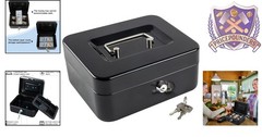 Medium Steel Cash Box with Key Lock and Money Tray for Business Storage