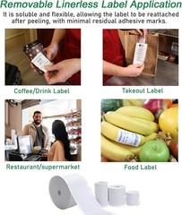 Moqra Sticky Thermal Receipt Paper Rolls 80mm x 170ft Linerless 12 Pack