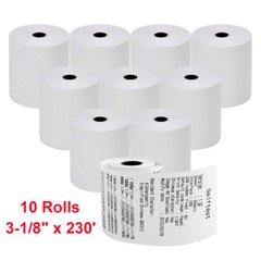 Thermal Paper Receipt Rolls 3-1/8″ x 230′ White 10 Rolls POS Cash Register Tape