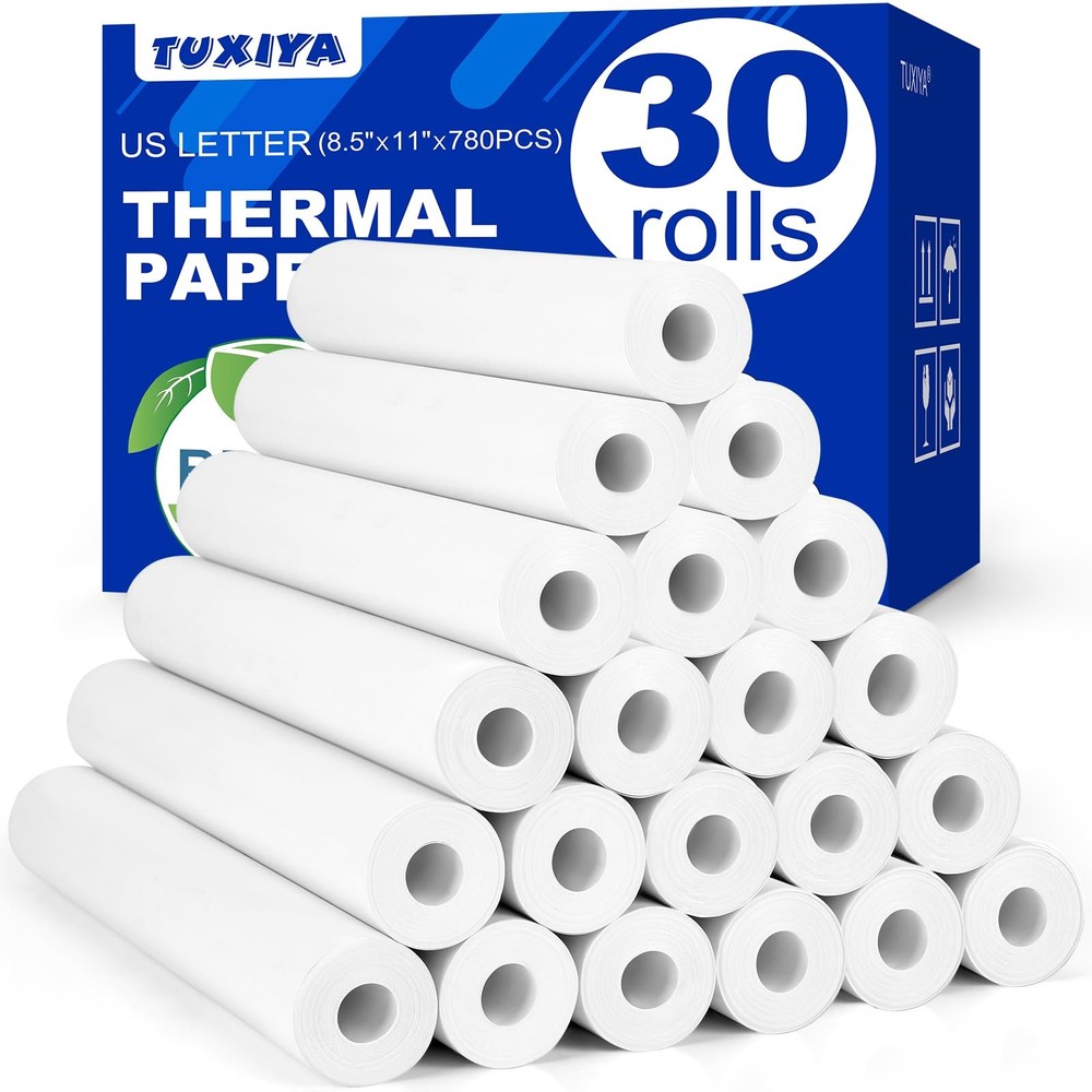 30 Rolls Thermal Printer Paper 8.5″x11″ US Letter Size, BPA free Quick-Dry Th…