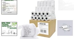 Clear Print 2-1/4″ x 50′ BPA Free Thermal Paper Rolls – 50 Count, Shrink-Wrapped