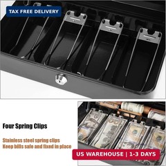Sumerfnt Cash Box with Money Tray and Lock Money Box for Cash, Metal Locking Cas