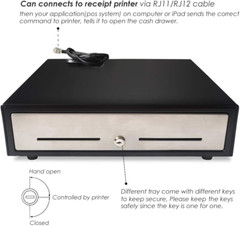 16″ Cash Drawer for Small Business – Stainless Steel Front Panel, Removable Cash