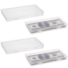 Hipiwe 4 Pack Plastic Money Organizer Clear Cash Box with 4 Pack, Transparent