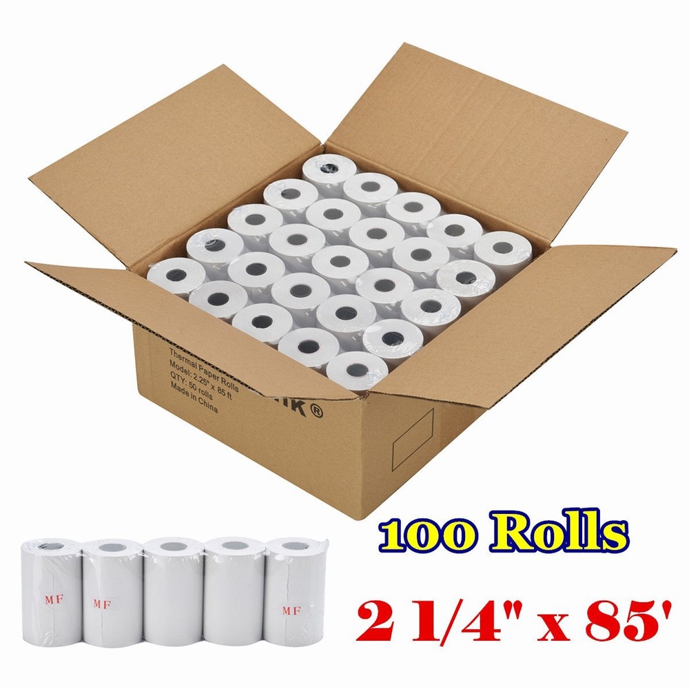 100 Rolls 2-1/4″x 85′ Thermal Paper Cash Register & Credit Card POS Receipt Tape