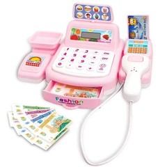 Kids Supermarket Cash Register Toy – Electronic Shopping Play Set with Lights