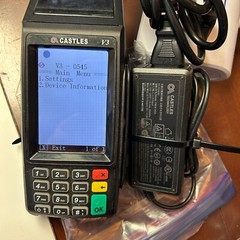 Credit Card Machine Castles V3 Vega 3000 POS Terminal Stand Power Supply Tested