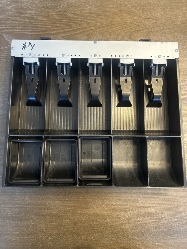 Vintage Cash Register Drawer Tray Insert, Metal & Black Plastic, Money Till