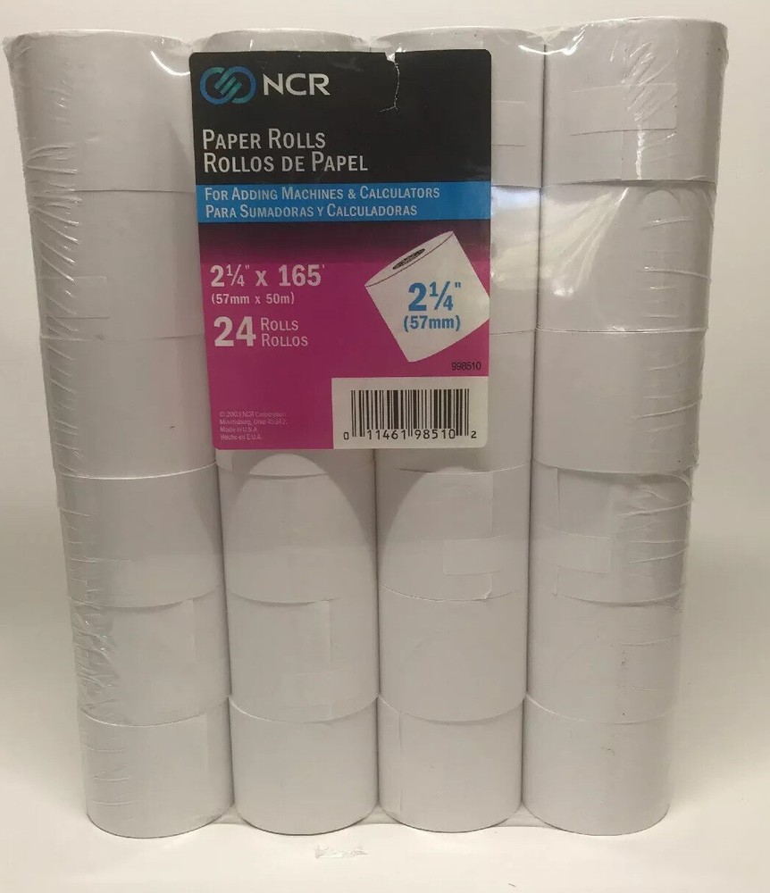24 pack Cash Register Paper Rolls 2 1/4″ X 165′ NCR