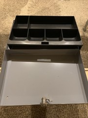 Cash Metal Gray Drawer w/ Removable Tray “NO Keys Included”