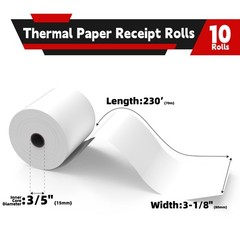 3 1/8 x 230 Thermal Paper Receipt Rolls, HUOJI 10 rolls Receipt Paper Fits Star