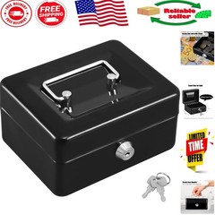 Classic Black Key-Lock Cash Box – Ideal for Small Business & Personal Use