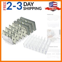 2 Pack Acrylic Money Organizer Cash Trays,7 Section Dividers Money Organizer,…