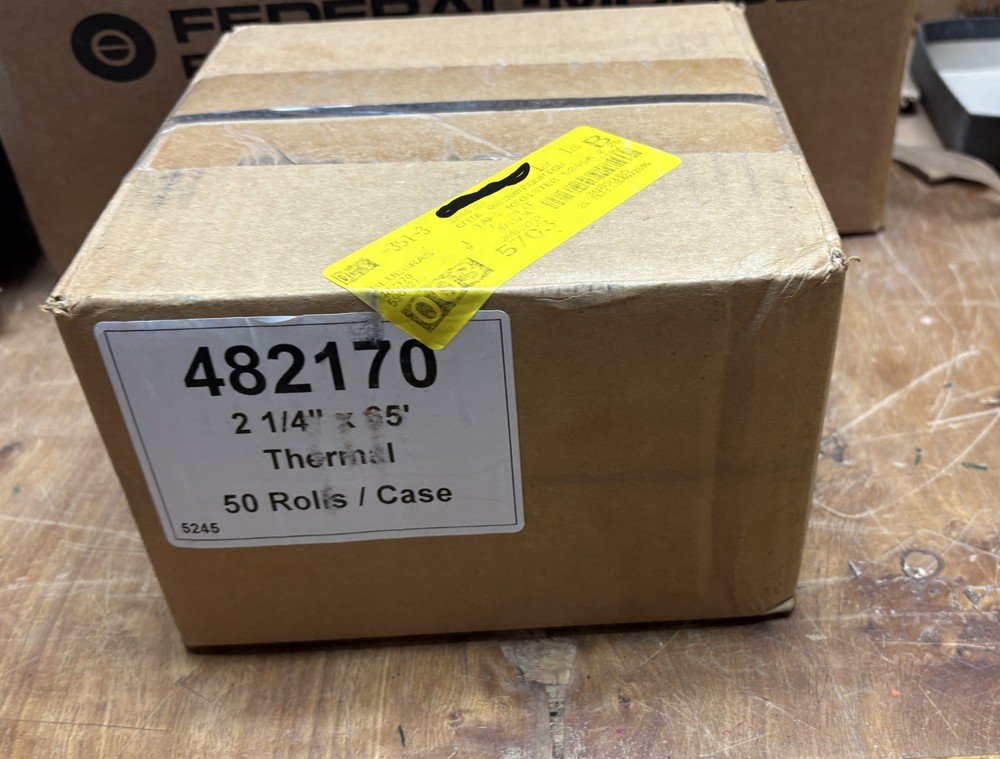 50 Rolls of 2 ¼” x 65’ Thermal rolls 482170 Tape Register Tape 5245A