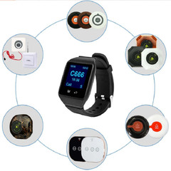 Waiter Calling System Long Vibrating Watch Pager with15 Buttons Guest Service