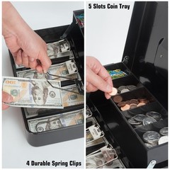Cash Box with Money Tray and Combination Lock Large Money Box for Cash Regise…