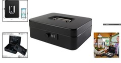Durable Portable Cash Box with 3-Number Lock & Organizer Tray – 9.84″x7.87″