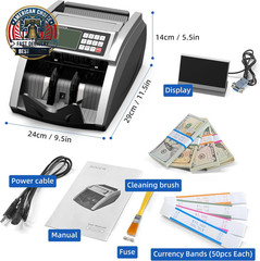 Money Counter Machine with Value Bill Count, Cash Counter for Dollar, Euro with