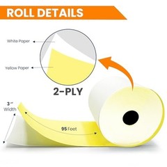 32 Rolls 2-Ply Carbonless Kitchen Printer Paper 3” x 95ft – Compatible Receipt R