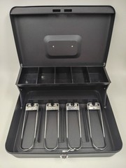 Cash Box with Money Tray and Lock & Key, Large Money Safe 12″ x 9.5″
