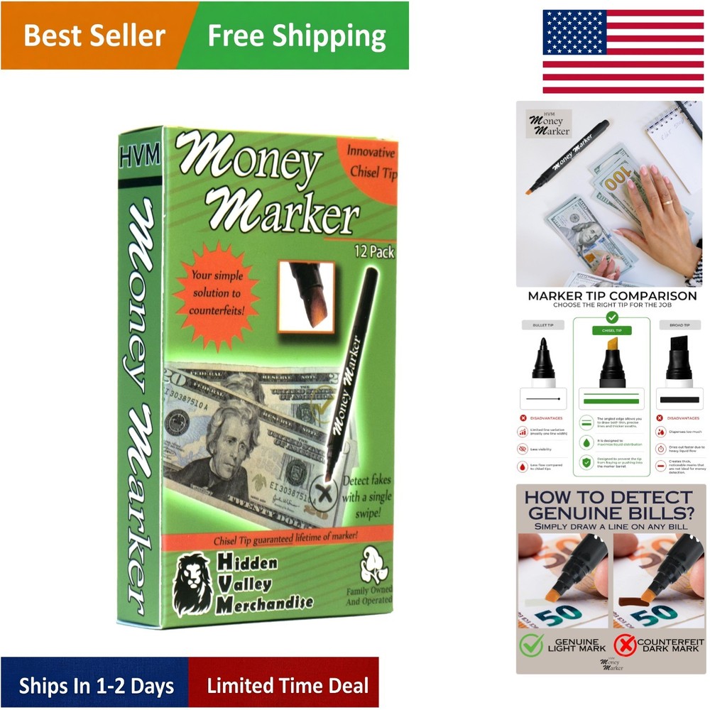 12 Counterfeit Detection Pens with Red Ink – Essential Currency Check Tools