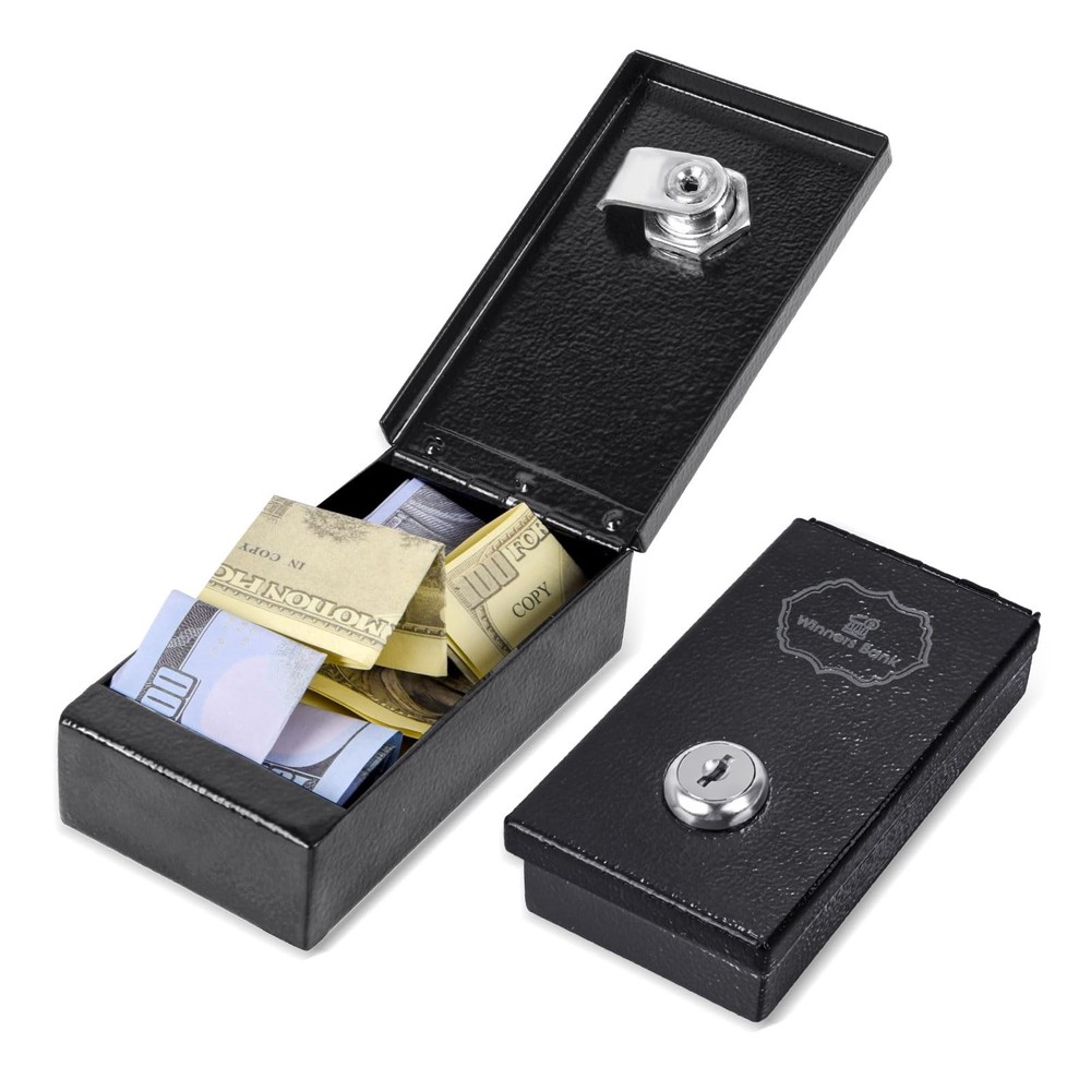 Portable Gambling Money Box with Key – Mini Lock Safe for Cash Storage