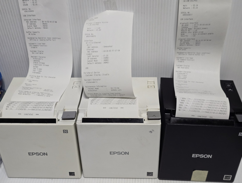 3 x Epson Thermal Printer TM-m30ii-012 /M362B, TM-m30 /M335A, TM-m30ii-NT/M362C
