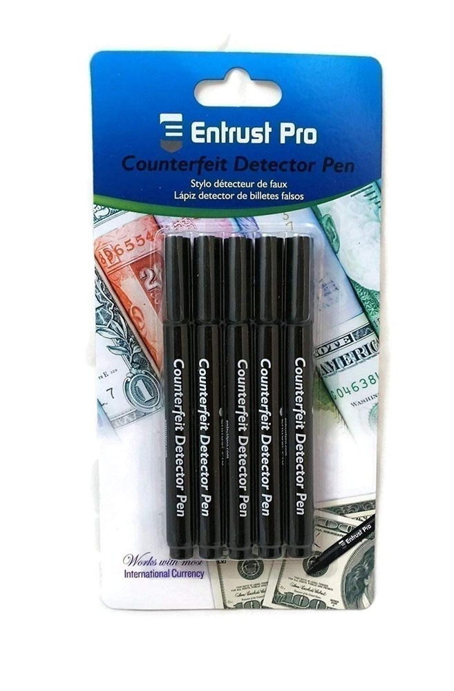Counterfeit Money Detector Pen Marker (5 Pack ) Chisel Tip