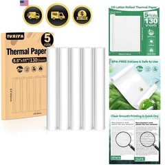 5 Rolls Thermal Printer Paper 8.5″x11″ Letter Size, BPA free Quick-Dry Therm…