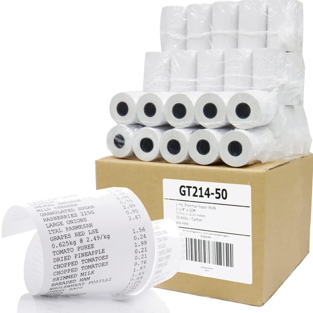 Thermal Paper Receipt Roll 2-1/4″ x 50′ BPA Free 50 Rolls