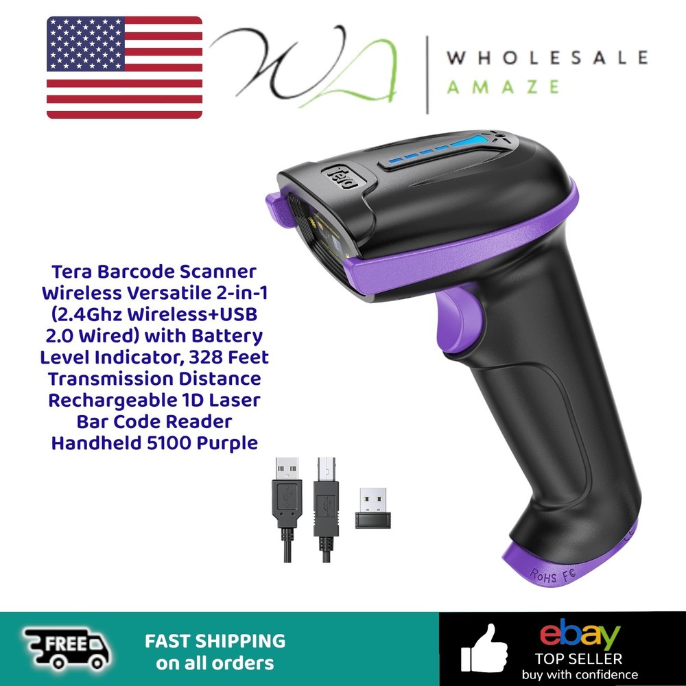 Tera Barcode Scanner Wireless Versatile 2-in-1 (2.4Ghz Wireless+USB 2.0 Wired)