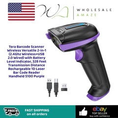 Tera Barcode Scanner Wireless Versatile 2-in-1 (2.4Ghz Wireless+USB 2.0 Wired)