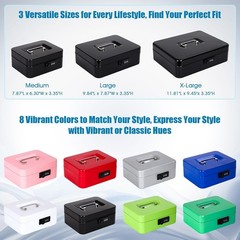 Medium Cash Box with Combination Lock Safe Metal Money Box with Money Tray Black