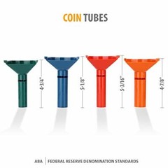 Coin Counters & Coin Sorters Tubes Bundle of 4 Color-Coded Coin Tubes and 100