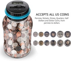 Large Piggy Banks for Adults, Digital Counting Money Jar, 1.8L Capacity Coin …