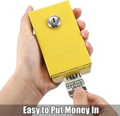 Metal Box for Gambler, Casino Cash Box with Money Slot and 2 Keys, Portable W…