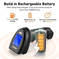 2D Wireless Barcode Scanner, Automatic Bar Code Reader with 1.8 Inch Display …