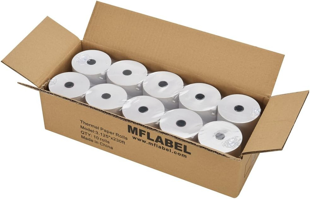 3-1/8″ Thermal Paper Rolls – 10 Rolls X 230Ft, Compatible with Star Micronics, E
