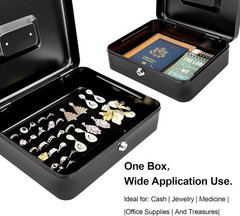 Black Cash Box with Key Lock and Removable Tray – Perfect for Home or Office