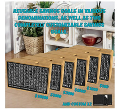Money Saving Challenge Box Cash Vault Wooden Savings Box Cash Saver $500 $10000