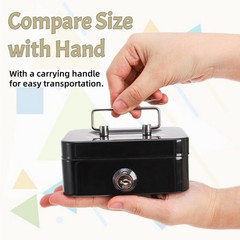 4 PCS Mini Metal Cash Box Key Lock Safe Coin Organizer Bank 4.5×3.3×2 Inch