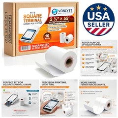 High-Quality BPA-Free 10 Pack of Square Terminal Paper Rolls – 2 1/4″ x 55′