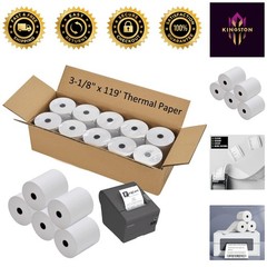 Efficient 10 Pack Thermal Receipt Paper – 3-1/8″ x 119′ w/ End-of-Warning Signal