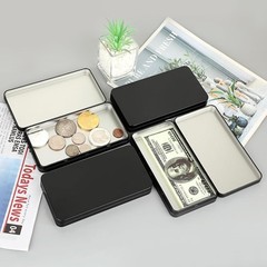 Metal Rectangular Cash Box with Lid – 4 Packs Currency Tray Money Holder Black M