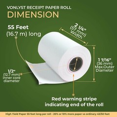 Vonlyst Thermal Paper Roll for Clover Flex Receipt Paper 2 1/4 x 55 (50 rolls)