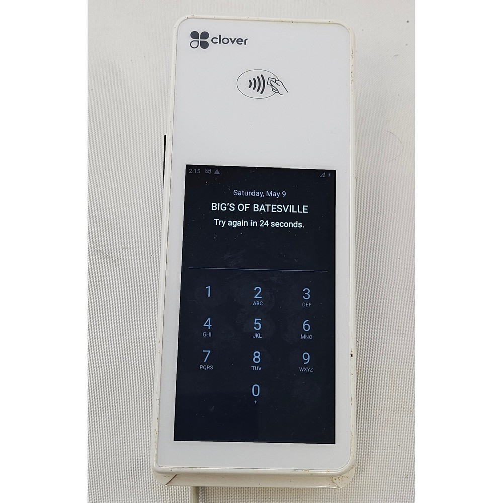 Clover Flex C403 Handheld POS Wireless Payment Terminal White w Printer Locked